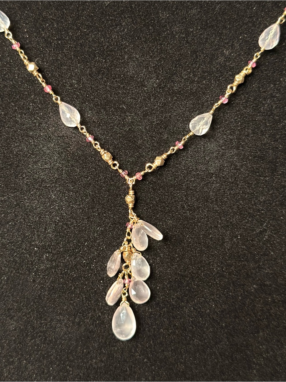 10k Gold & Rose Quartz Necklace